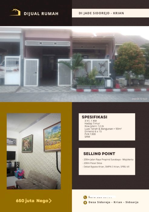 JUAL PERUMAHAN JADE KRIAN, SIDOREJO JAWATIMUR