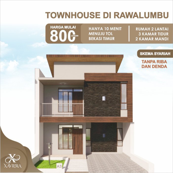 Townhouse di Rawalumbu Hanya 10 menit ke Tol dan LRT