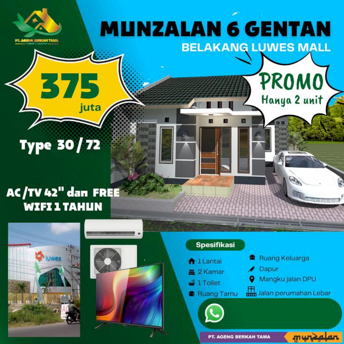 Rumah murah belakang mall luwes Gentan banyak bonusnya