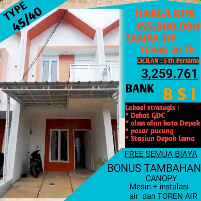 Rumah murah dua lantai siap huni di Cilodong Depok