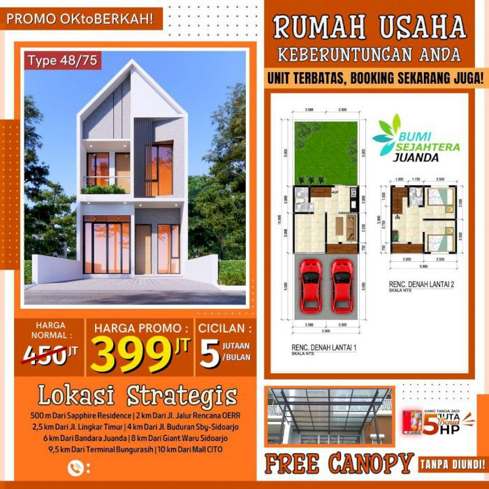 Dijual Rumah Wirausaha Modern lokasi Strategis Sidoarjo