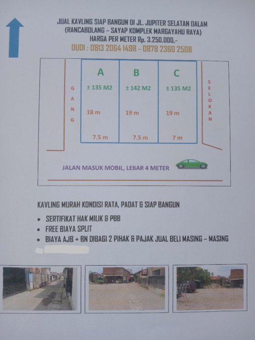Jual Kavling 135 Meteran Di Jupiter Selatan Dalam (Margahayu Raya) !