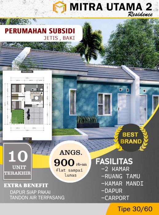 Rumah murah dekat solobaru angsuran 900rb-an free baliknama, tandon
