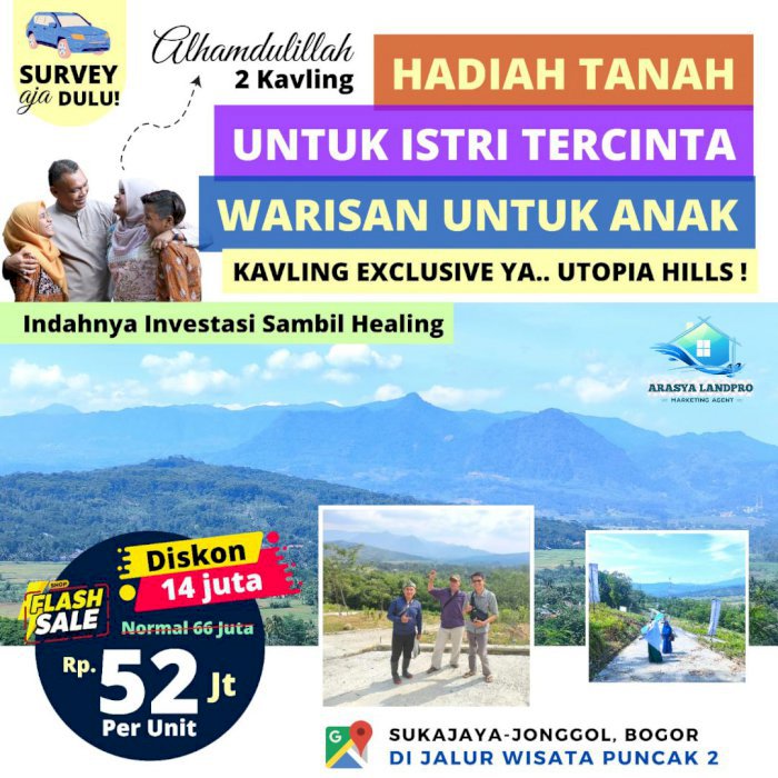 KAVLING MEWAH MURAH PINGGIR JALAN RAYA JALUR WISATA PUNCAK 2