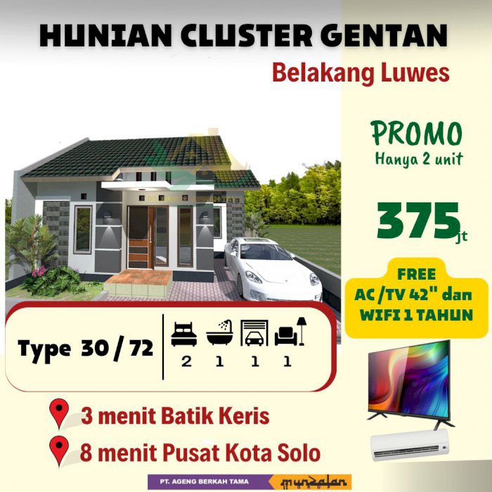 Hunian strategis belakang mall luwes Gentan