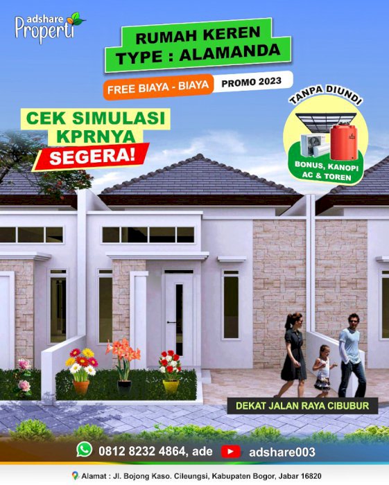 Dipasarkan Rumah keren type Alamanda, Griya alam indah Cibubur