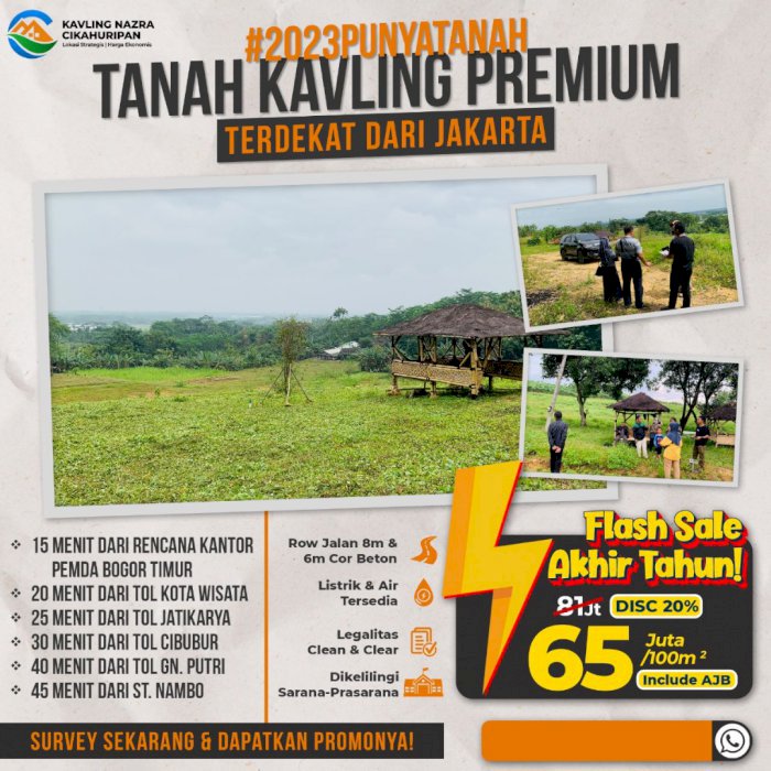 Dijual Tanah Kavling Strategis Dekat Cibubur