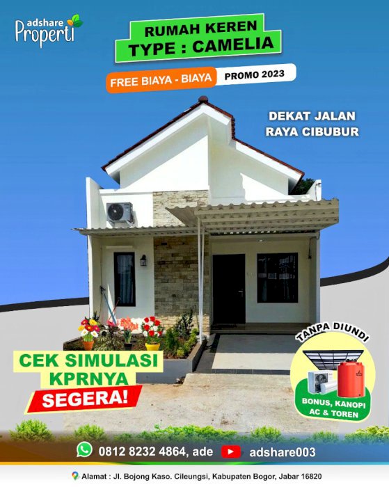 Dipasarkan Rumah Komersil type Camelia l, Griya alam indah Cibubur