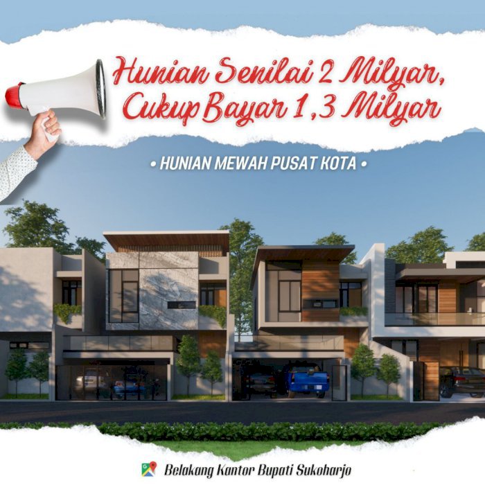 Cluster mewah harga ramah tengah kota belakang kantor bupati sukoharjo