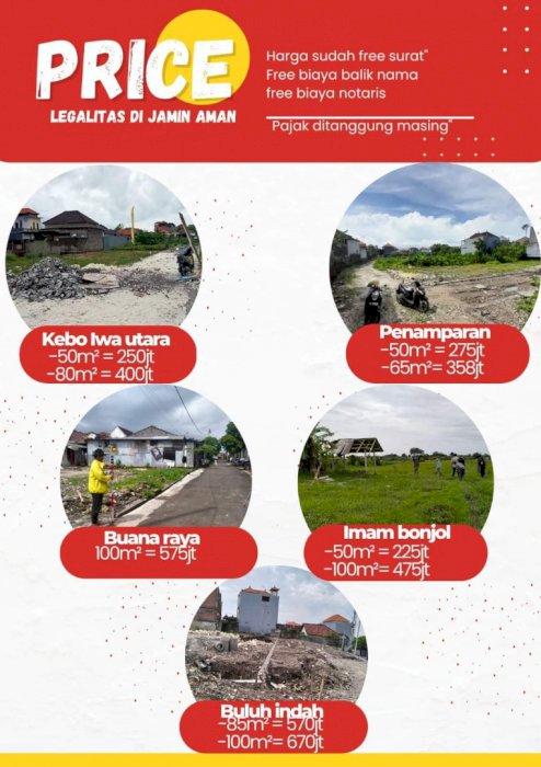 Dijual tanah kavling Denpasar dengan beberapa lokasi elit