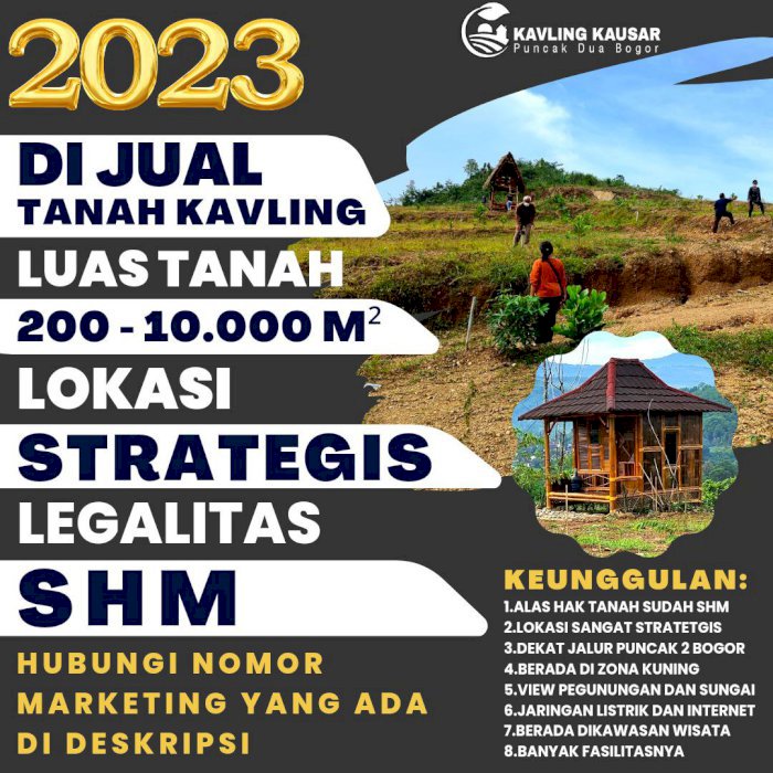 JUAL TANAH KAVLING SHM BOGOR PUNCAK 2 BONUS GLAMPING DISCOUNT 20%