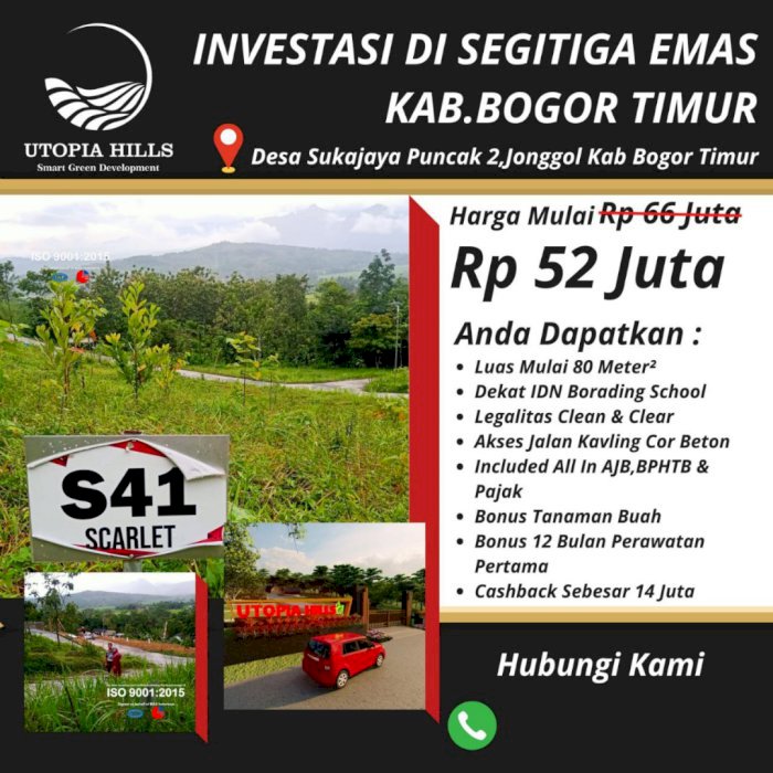 Tanah Bogor View Pegunungan Jalan sudah Cor Beton