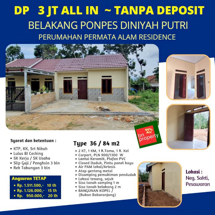 DIJUAL PERUMAHAN PERMATA ALAM RESIDENCE  LAMPUNG SELATAN