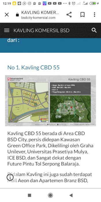 Tanah komersial BSD dekat aeonmal