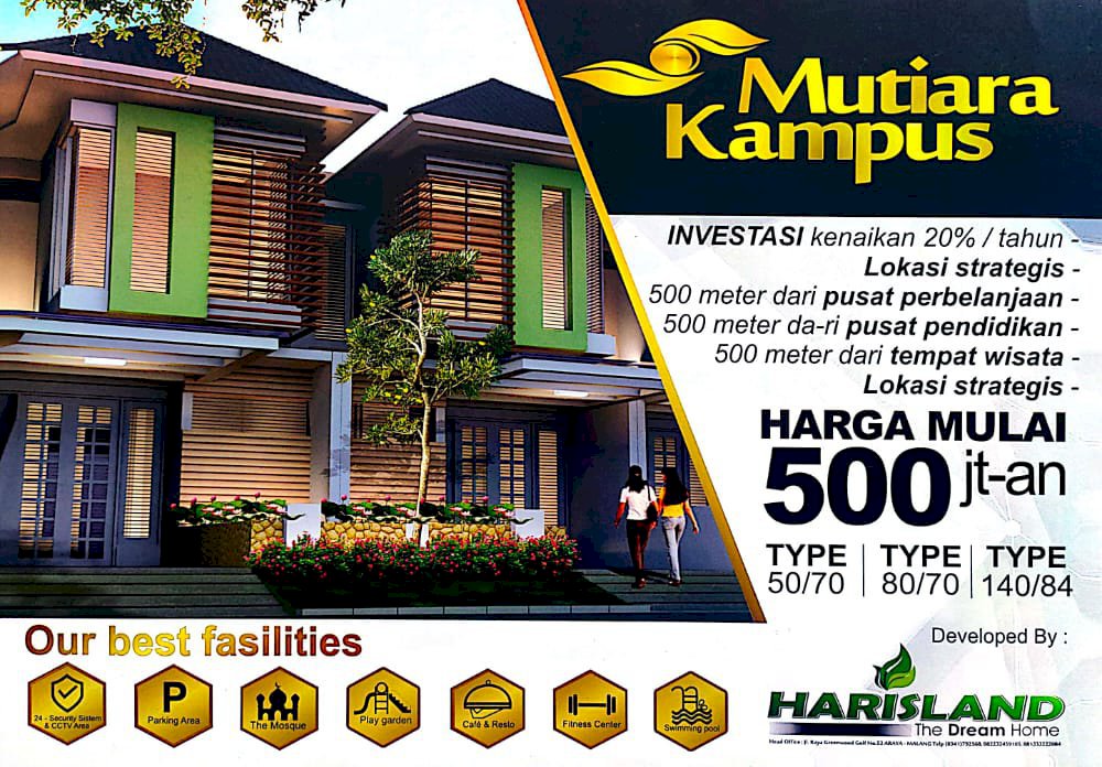 DIJUAL RUMAH 2 LANTAI PERUM MUTIARA KAMPUS DI MALANG
