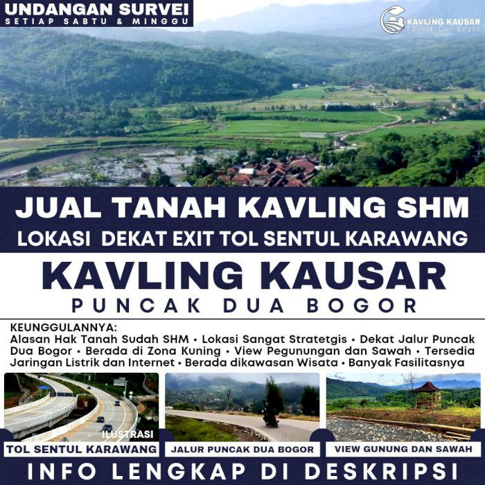 JUAL TANAH LEGALITAS SHM ZONA KUNING RENCANA DEKAT PINTU TOL SENTUL