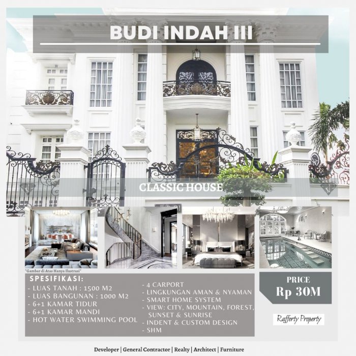 DIJUAL RUMAH KLASIK DI KOMPLEK BUDI INDAH SETIA BUDI BANDUNG UTARA