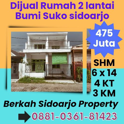 Dijual Rumah 2 lantai di bumi suko sidoarjo