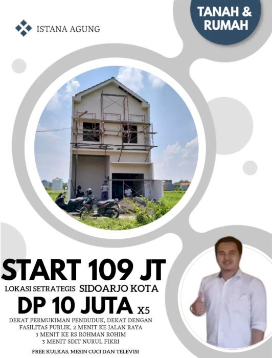 Rumah dan Tanah Lokasi Sidoarjo Kota Free Kulkas, Mesin Cuci & TV