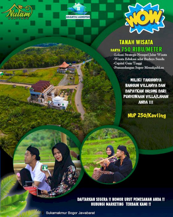 KAVLING VILLA MURAH EXCLUSIVE DALAM TEMPAT WISATA TERBARU & TERBESAR