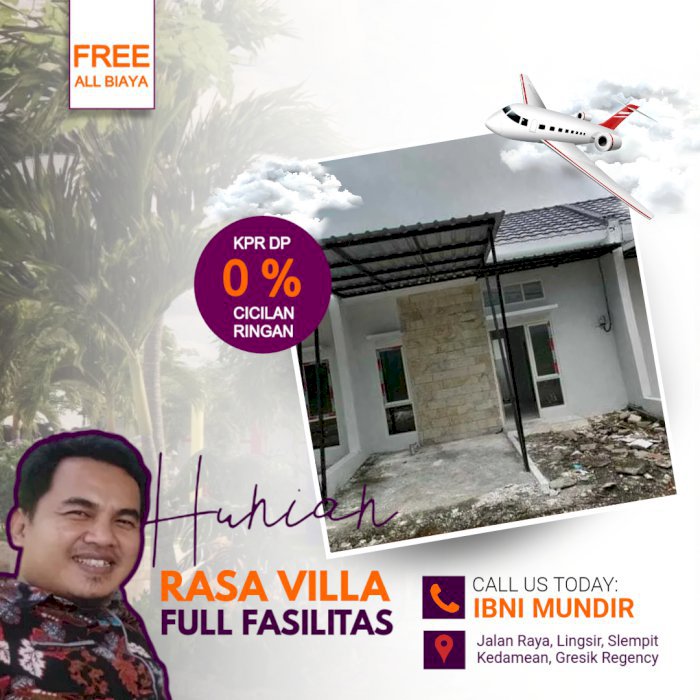 hunian kayak villa full fasilitas lokasi nol jalan raya