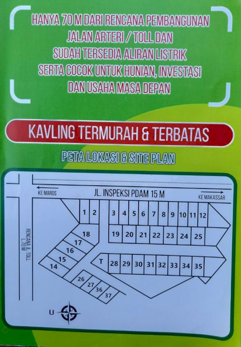 Di Jual Tanah Kavling Moncongloe Maros Sulawesi Selatan