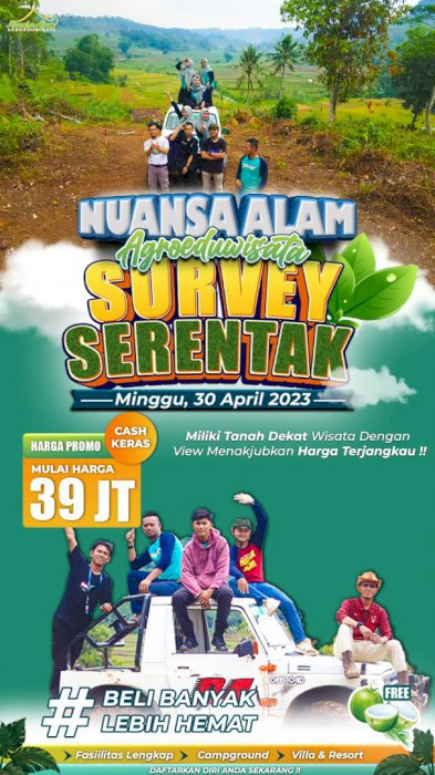 PROMO TERMURAH SURVEY SERENTAK KAVLING STRATEGIS NEMPEL TEMPAT WISATA