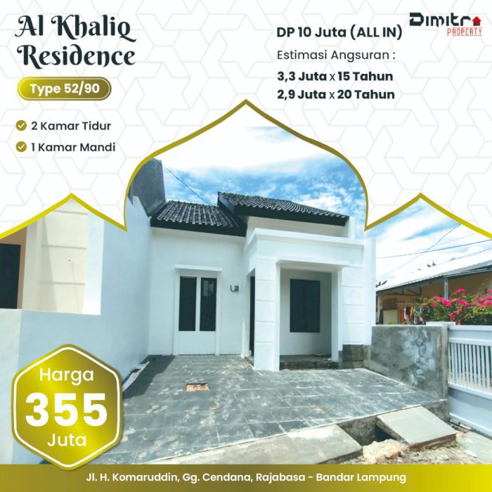 Rumah Murah DP Hanya 10 Juta Lokasi Dekat Kampus Polinela