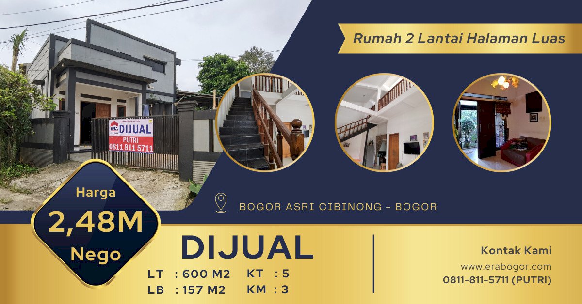 Rumah Halaman Luas SHM 2 Lantai Siap Huni