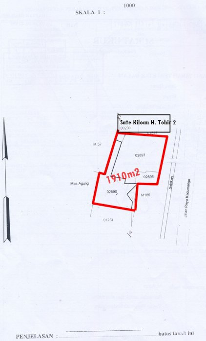 Dijual Lahan 1910 Jalan Raya Kadumanggu