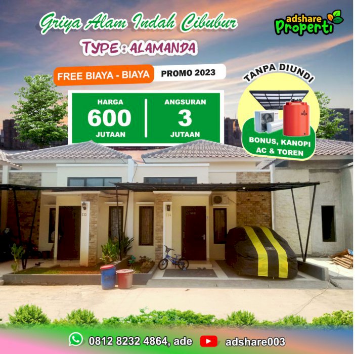 Rumah modern dekat jalan raya Cibubur dan tol, type, alamanda