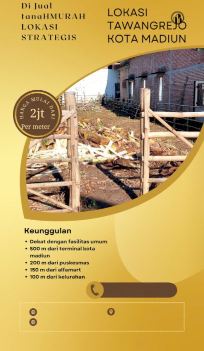 DI JUAL TANAH MURAH LOKASI STRATEGIS DI TAWANGREJO MADIUN