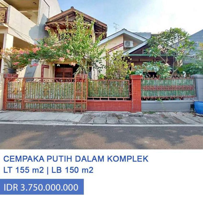 Dijual Cepat !!! Rumah Dalam Komplek di Cempaka Putih, Jakarta Pusat