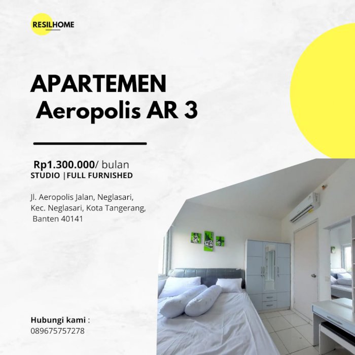 disewakan perbulan apartemen aeropolis  studio tanggerang banten