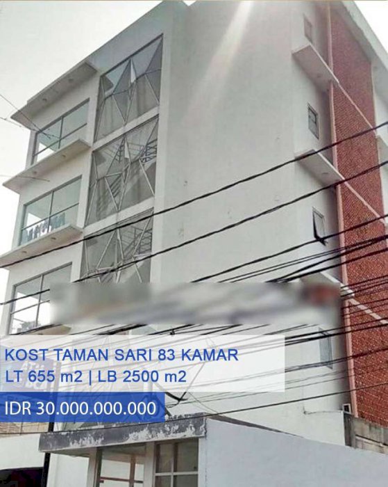 Rumah Kost 83 Kamar Occupancy Bagus di Taman Sari, Jakarta Barat