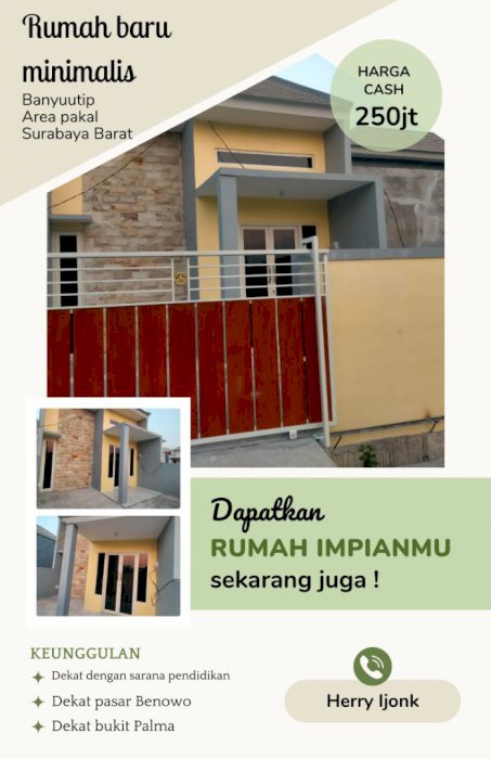 Di Jual Rumah Baru Minimalis Lokasi Banyuurip Surabaya Barat