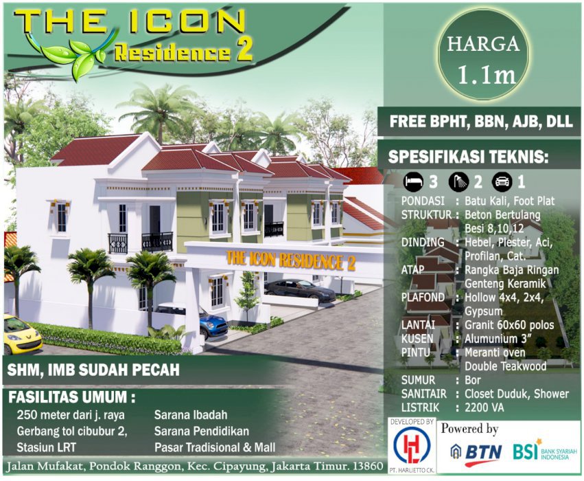 Perumahan  2 Lantai The Icon Residence 2 Cipayung Jakarta Timur