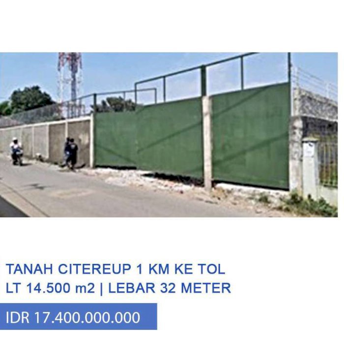 Tanah Strategis di Jl Raya Industri, Tarikolot, Kec Citereup Bogor