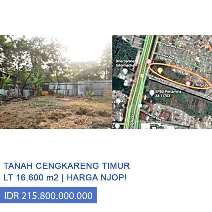 Tanah Harga NJOP di JI Lingkar Luar, Cengkareng Timur, Jakarta Barat