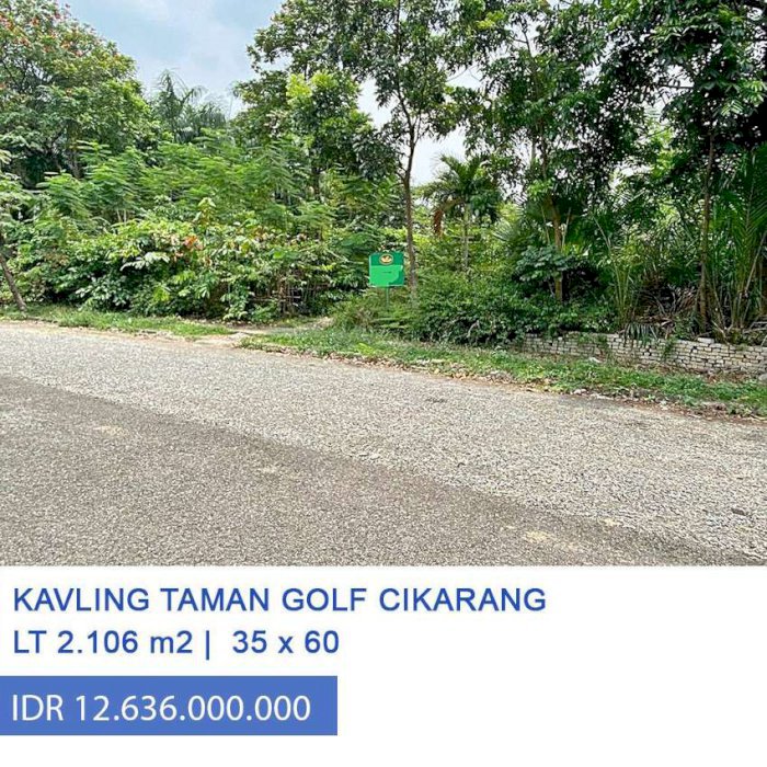 Tanah Kavling di Jl. Taman Golf Selatan, Cikarang Timur
