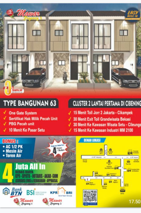 Rumah 2lt pertama di Cibening Tanpa Dp Allin 4jt