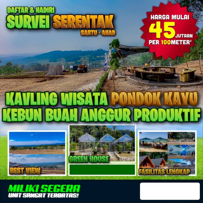 Kavling Villa Bogor Bonus Green House Kebun Anggur Produktif