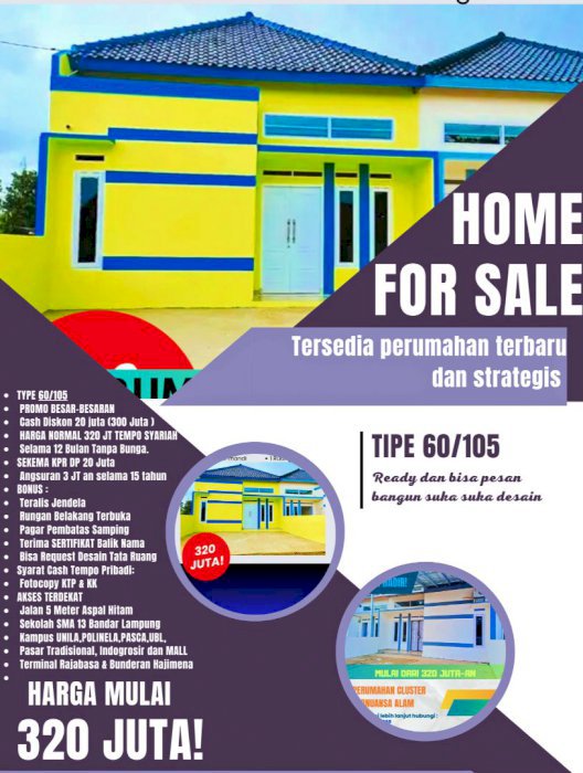 Dijual rumah murah kota madya bandar Lampung