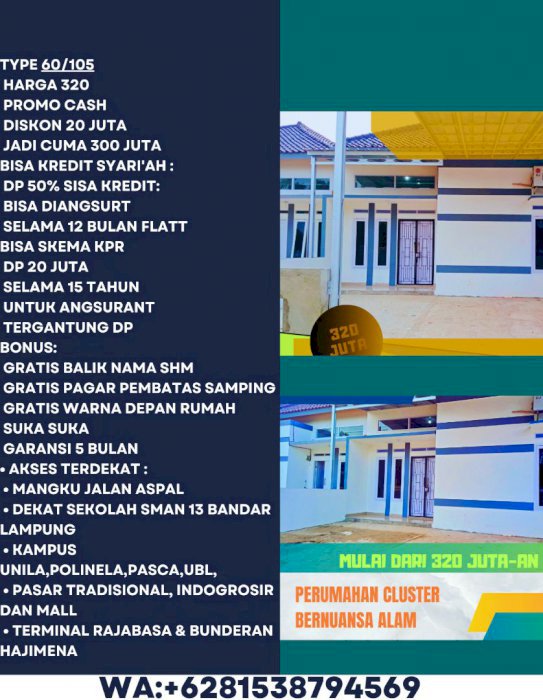 Terbaru perumahan cluster raja basa Bandar Lampung