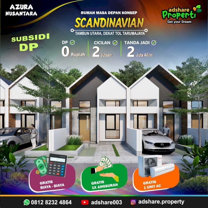 Dijual Rumah Cluster konsep Scandinavian dekat tol Tarumajaya