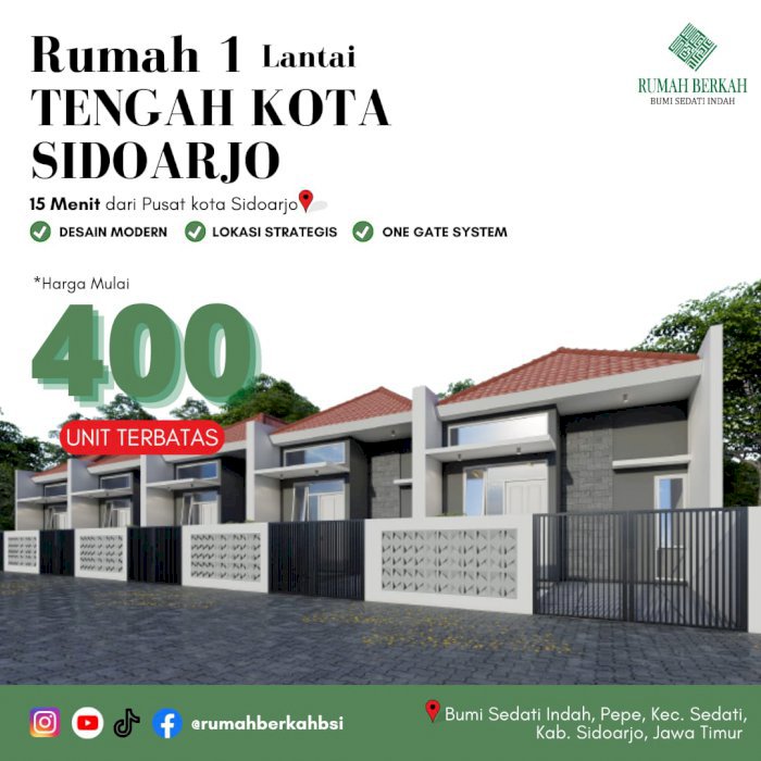 DIJUAL PERUMAHAN STRATEGIS BUMI SEDATI INDAH, SIDOARJO JAWA TIMUR