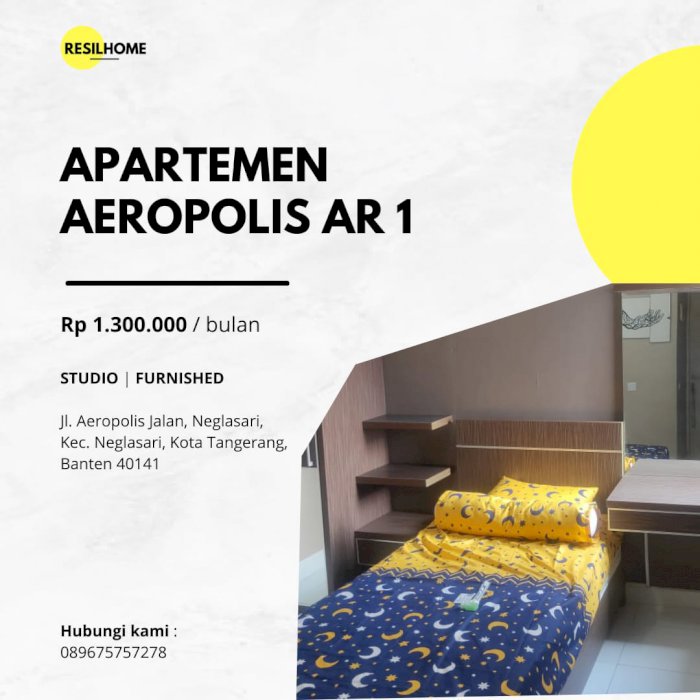 DISEWAKAN APARTEMEN AEROPOLIS TANGERANG PERBULAN