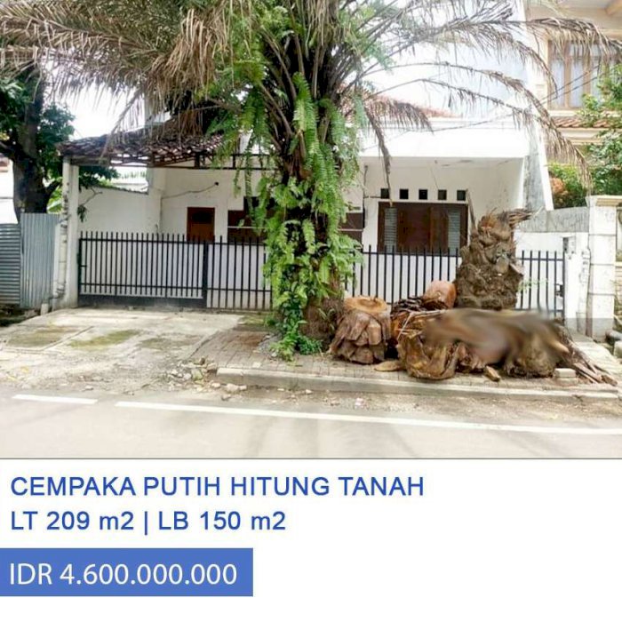 Dijual Rumah Hitung Tanah di Jl. Cempaka Putih Tengah, Jakarta Pusat