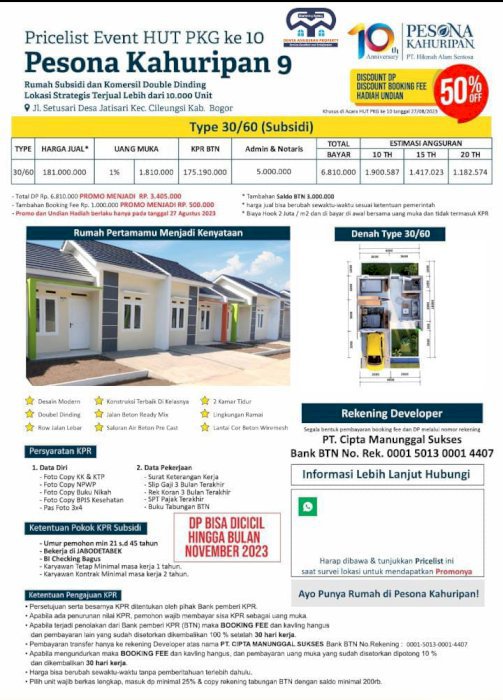 Rumah subsidi Pesona Kahuripan 9