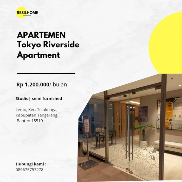 disewakan apartemen tokyo riverside pik 2  studio kosongan perbulan